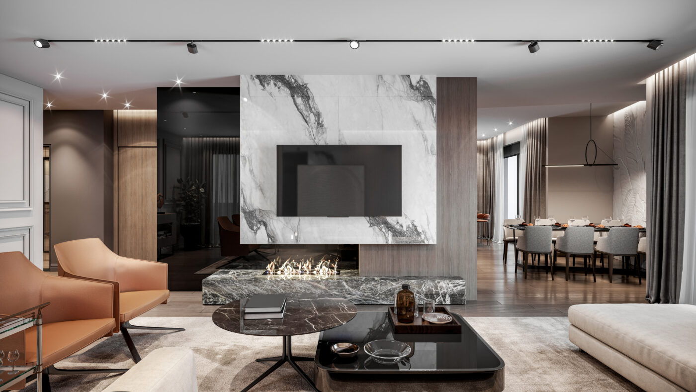 Luxury apartment living room interior